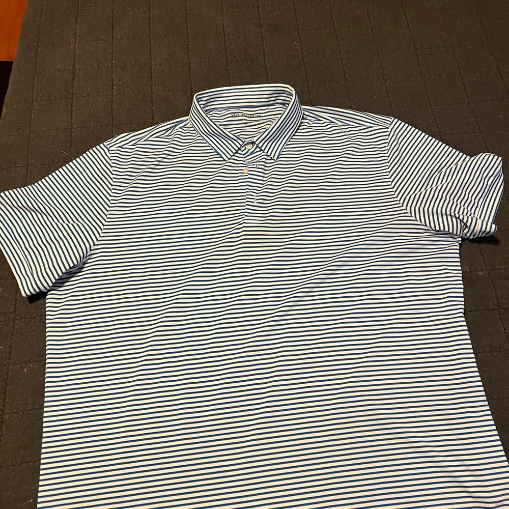 Mizzen + Main Versa Polo - Blue/White Stripe XL